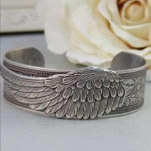 Cuff Bracelet Angel Wing Wing Bracelet Cuff Silver
